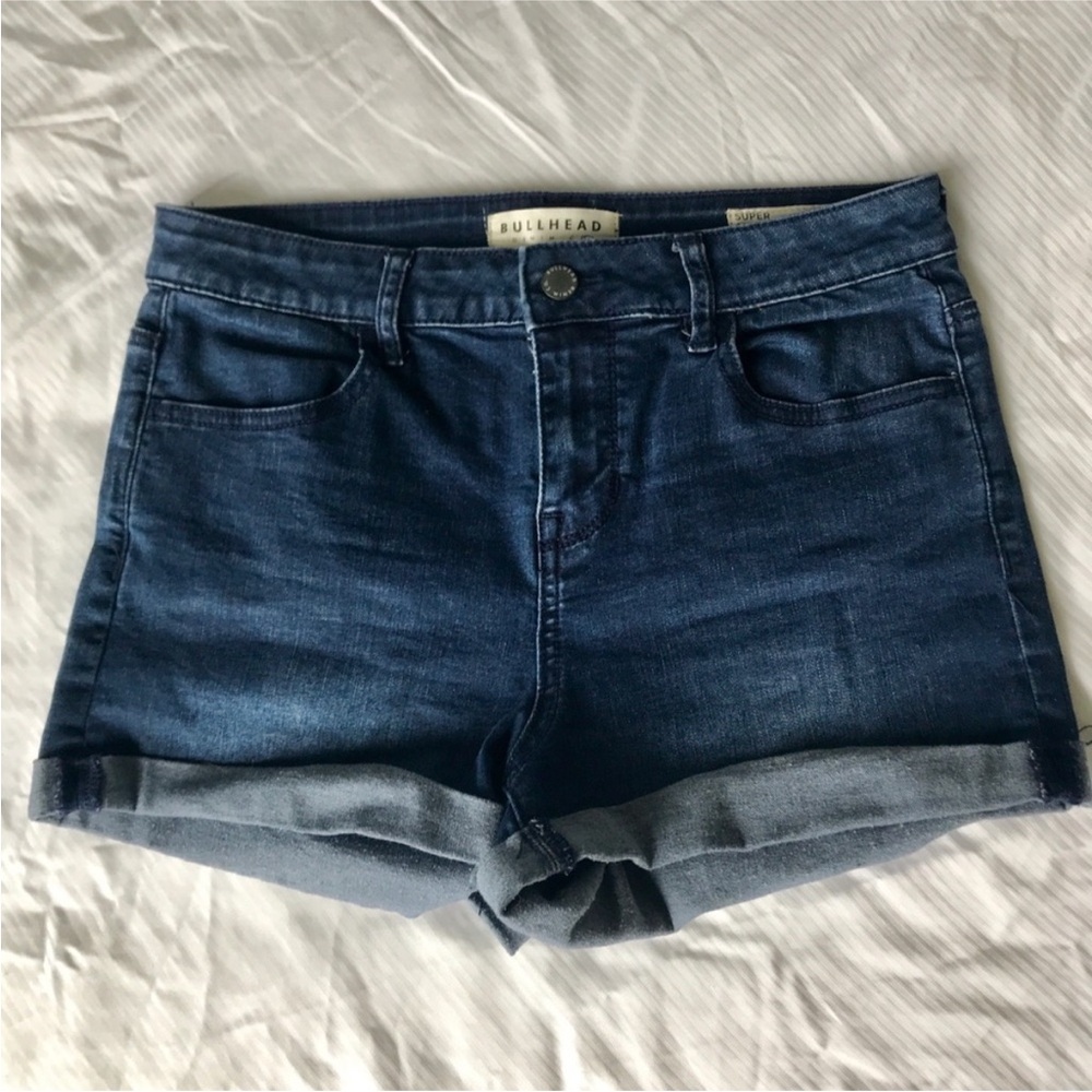 Bullhead Super Stretch Shorty Denim Shorts - Dark Blue